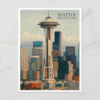 Carte postale Retro Seattle Skyline