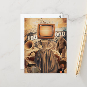 Carte Postale Rétro Sepia TV Femme Sasquach