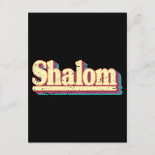 Carte Postale Retro Shalom Hebrew Peace & Harmony Cadeau juif