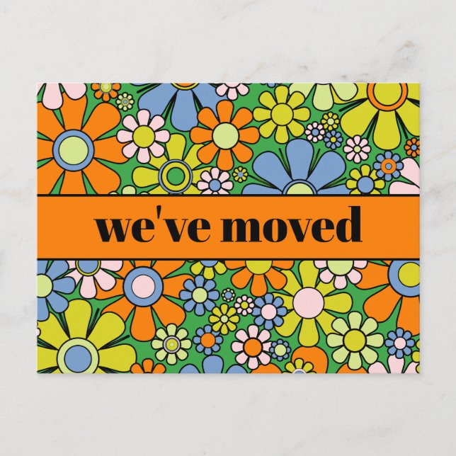 Carte Postale Retro Spring Floral Nouvelle adresse / Nous avons  (Devant)