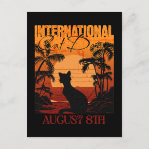 Carte Postale Retro Sunset International Cat Day