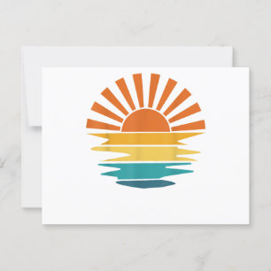 Carte Postale Retro Sunset Rays Wavy Vintage Retro Sunshine Sun