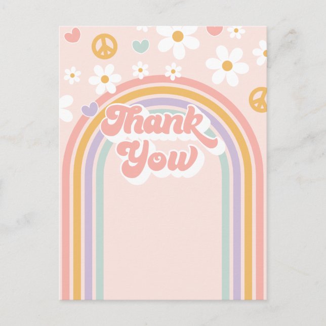 Carte Postale Retro Super fille Rainbow Anniversaire (Devant)