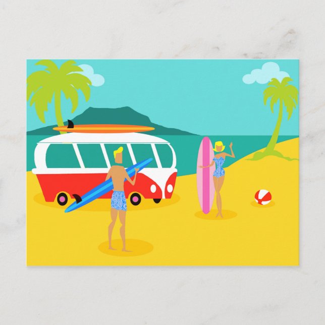 Carte postale Retro Surfer Couple (Devant)