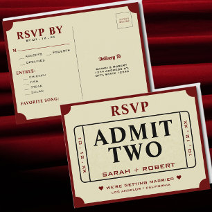 Carte Postale Retro Theater Admettre Deux Billet Mariage de Stub