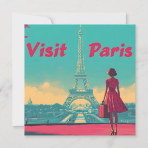 Carte postale Retro Tour Eiffel Illustration de vo