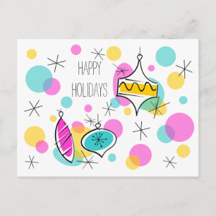 Carte postale Retro Tree Baubles Holidays