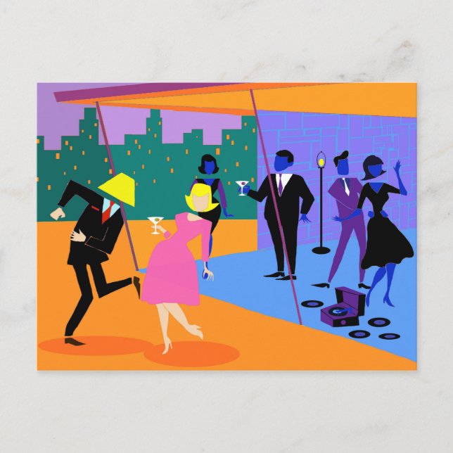 Carte postale Retro Urban Rooftop Party (Devant)