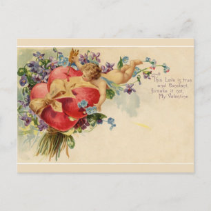 Carte Postale Rétro Valentine Cupid Vrai et Constant Amour