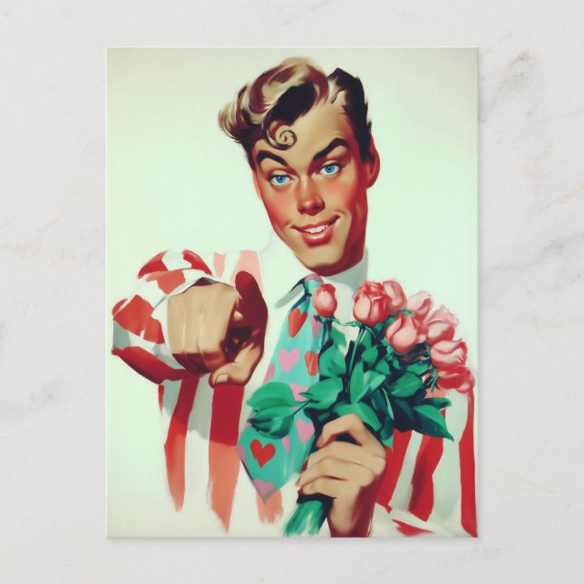 Carte Postale Retro Valentine Flirty Guy (Devant)