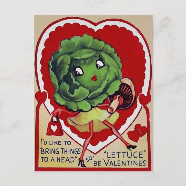 Carte postale Retro Valentine Lettuce (Devant)