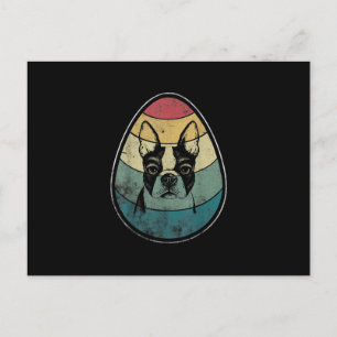 Carte Postale Retro Vintage Boston Terrier Chien Egg Joyeux Pâqu