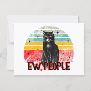 Carte Postale Retro Vintage Chat Noir Ew