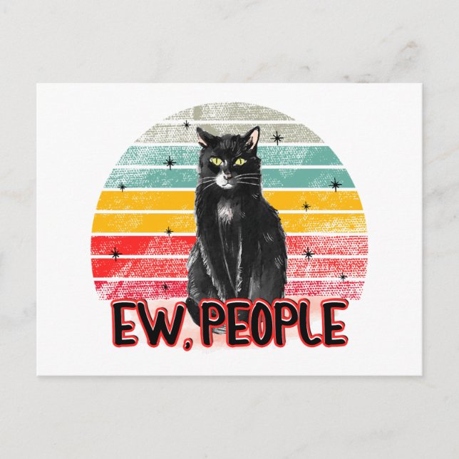 Carte Postale Retro Vintage Chat Noir Ew (Devant)