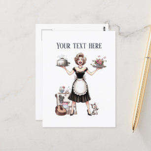 Carte Postale retro vintage dame ajouter du texte