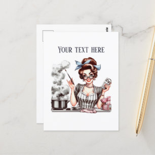 Carte Postale retro vintage dame ajouter du texte