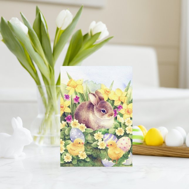 Carte postale rétro vintage de lapin de Pâques (Créateur téléchargé)