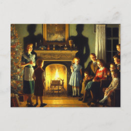 Carte Postale Rétro Vintage Haunted Noël Horreur