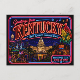 Carte Postale Rétro Vintage Neon Kentucky