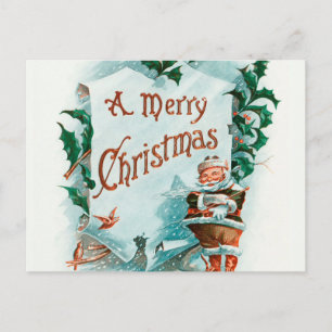 Carte Postale Retro Vintage Noël Cool Père Noël Salutation