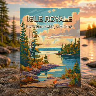 Carte Postale Rétro Vintage Parc National Isle Royale Michigan
