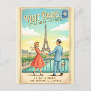 Carte postale rétro vintage Paris Tour Eiffel Fran