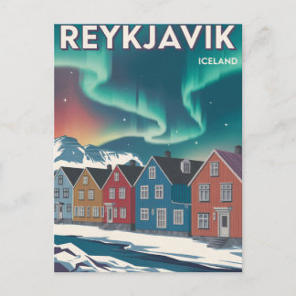 Carte Postale Retro Vintage Reykjavik Iceland Travel Postcard