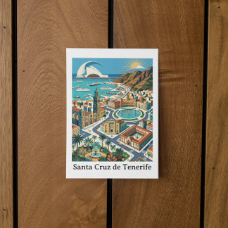 Carte Postale Rétro Vintage Santa Cruz de Tenerife Ville