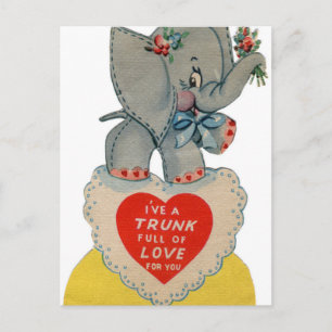 Carte postale Retro Vintage Valentine éléphant Hol