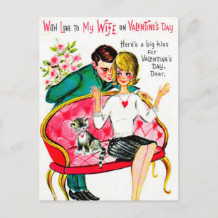 Carte postale Retro Vintage Valentine Femme Holida