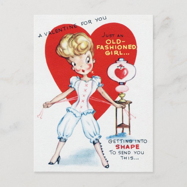 Carte postale Retro Vintage Valentine Lady (Devant)