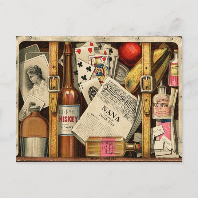 Carte postale Retro Vintage voyage Suitcase (Devant)