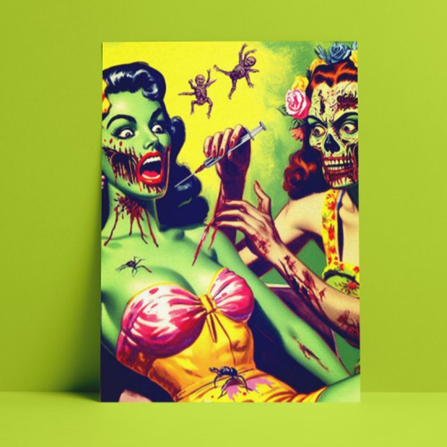 Carte Postale Retro Zombie Pin-up (Créateur téléchargé)