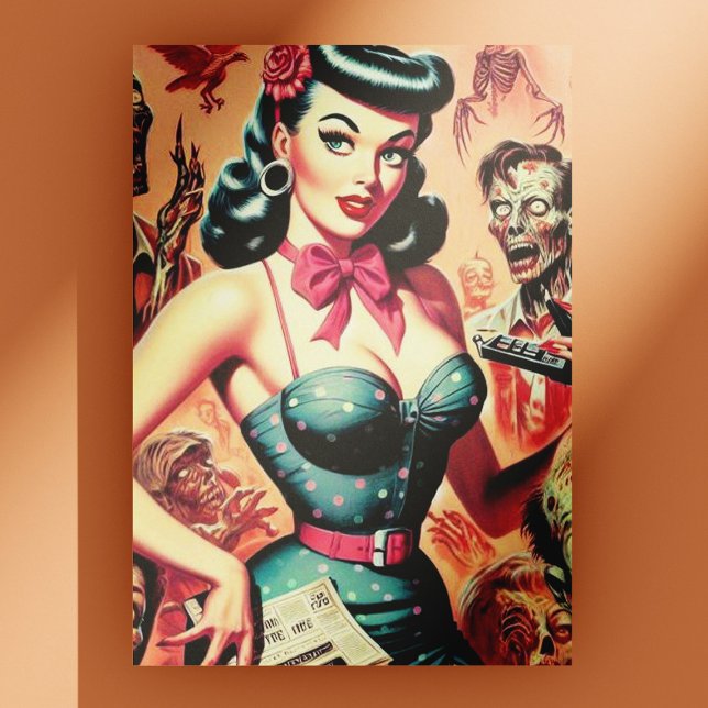 Carte Postale Retro Zombies Pin-up (Créateur téléchargé)
