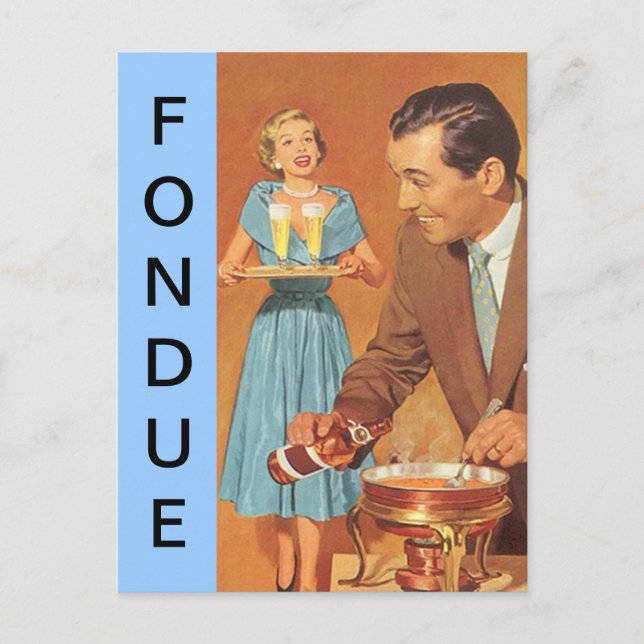 Carte Postale Rétros couples de cru de partie de fondue (Devant)