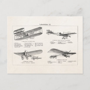 Carte Postale Rétros vieux avions d'antiquité de biplan d'avion