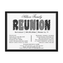 Réunion de famille ou de classe B/W Invitation Mot