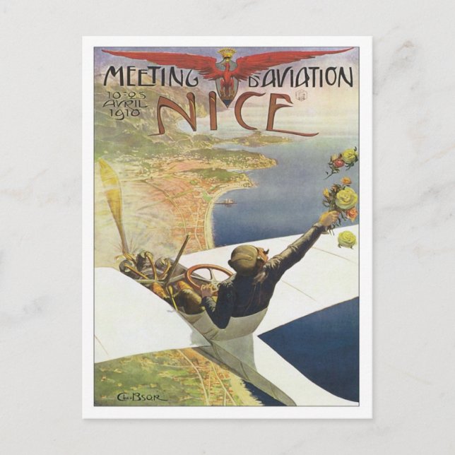 Carte Postale Réunion vintage D'aviation Nice (Devant)