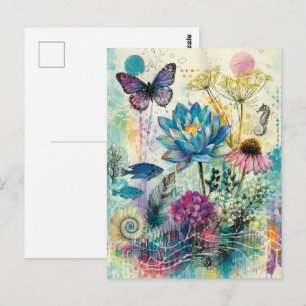 Carte Postale Rêve Aquatique Floral Vibrant