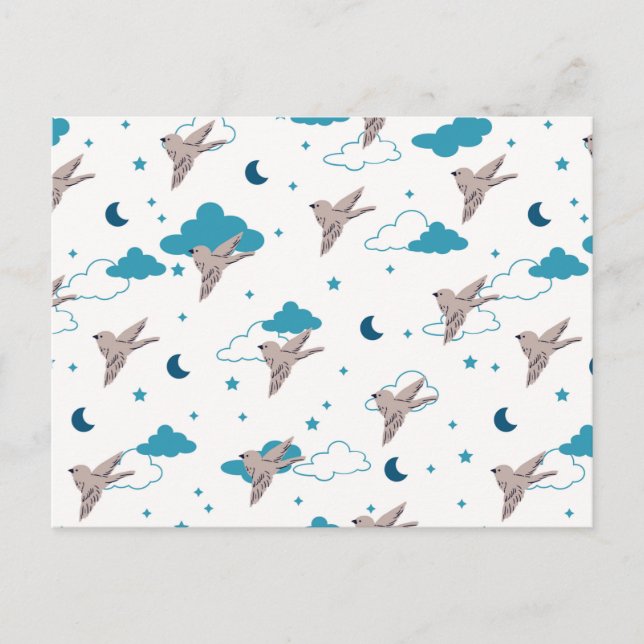 Carte Postale Rêve d'oiseaux et de fées nocturnes (Devant)