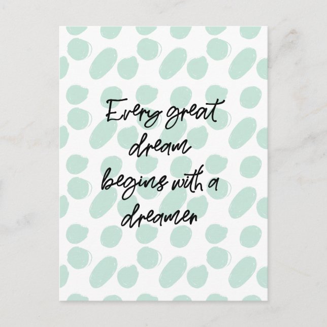 Carte Postale rêve inspiration citation pois turquoise chic (Devant)