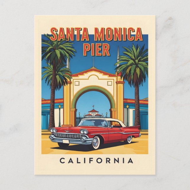 Carte Postale Rêve rétro californien Santa Monica Pier (Devant)