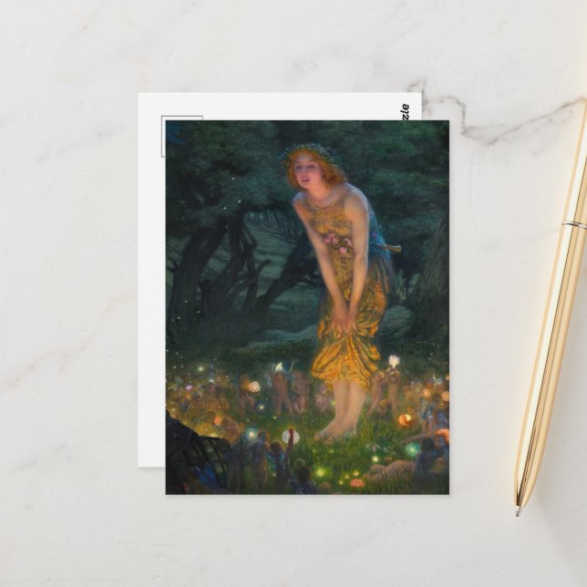 Carte Postale Réveillon de mi-été d'Edward Robert Hughes (Devant/Arrière en situation)