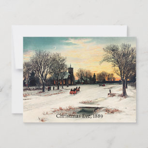 Carte Postale Réveillon de Noël, 1889, peinture vintage,