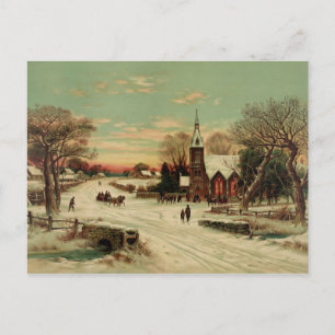 Carte Postale Réveillon de Noël dans le pays