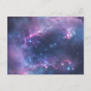 Carte Postale Rêves Galactiques Aquarelle douce Splash Sur Bleu