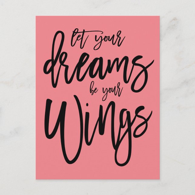 Carte Postale Rêves motivationnels Soyez vos ailes Script Coral (Devant)