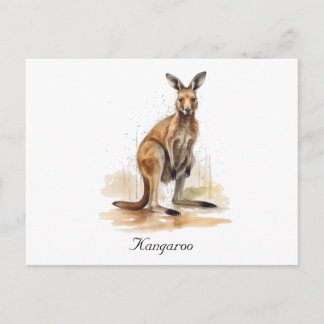 Carte Postale Rêveur de l'Outback : Kangourou aquarelle personna
