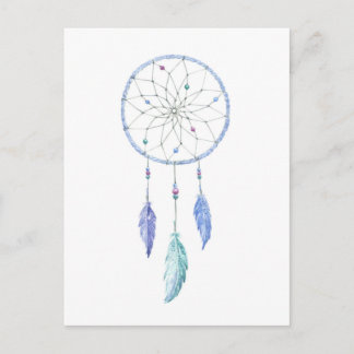 Carte Postale Rêveuse aquarelle avec 3 plumes