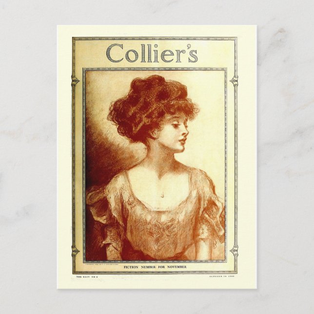 Carte Postale Revue Collier's 1909, fille Gibson (Devant)